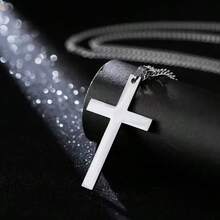 1 pieza/Collar con colgante de cruz de acero inoxidable de moda para hombres - Regalo perfecto para uso diario para novio - Multicolor - Ver 6