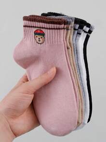 5 Pairs Women's Cute Cartoon Animal Comfortable Breathable Short Socks - Multicolor - View 4