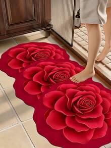 1 pieza Alfombra de baño con diseño floral dorado, Alfombra de baño, Felpudo, Alfombra pequeña, Alfombra, Alfombra de piso, Decoración del hogar, Alfombra de área pequeña, Felpudo para exteriores, Decoración del hogar, Alfombra de área, Alfombra de dormitorio, Alfombra lavable - Multicolor 12 - Ver 3