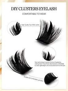 Asiteo 144Pcs D Curl Individual Lashes,200D And Spike Lashes,Fluffy Thick Individual Lashes,DIY At Home,Reusable,For Makeup DIY At Home,Comic Eye,Cosplay,Suitable For Travel,Party, Festivals,Gifts - D - View 3