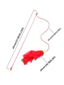 Cat Toy Red & Green Christmas Tree Teaser Wand With Bell, Interactive Pet Toy With Colorful Feathers, Indoor Cat Exercise Toy, No Battery Required, Suitable For All Seasons, Pet Supplies, Cat Entertainment Product, Universal For All Stages - View 4