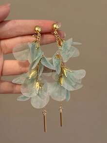 Elegant Floral Tassel Earrings, Suitable For Weddings, Banquets, Parties, Jewelry For Brides, Gift For Friends,Classy,Festival - Pink - View 2