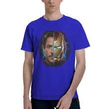 Disney Tony Stark Men's T Shirts  Funny Tee Shirt Short Sleeve O Neck 100% Cotton Printing Clothes T-Shirt - 米色 - 查看 9