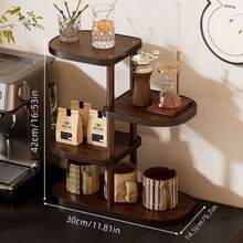 1 Stück Vintage Mehrschichtiger vertikaler Aufbewahrungsständer, Massivholz Material, kompakter Desktop Kaffee Regal, Mehrzweck Mid-Century Stil Aufbewahrungsständer, Küchen Gewürzregal, Tassenhalter, Ausstellungsregal, geeignet für Küche, Esszimmer, Tee Bereich, Bar Tresen Aufbewahrung und Ausstellung - Verschiedenfarbig - Übersicht 9