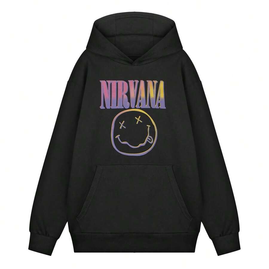 Nirvana Unisex Adult Sunset Logo Hoodie - Black - View 1