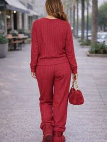 Women Two-Piece Outfits - Red - View 4