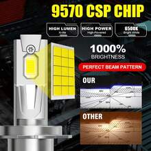 JINGMA 2pcs Ultra Bright LED Headlight Bulbs For Cars,  300000LM, 1000% BRIGHTNESS, 9570 CHIP Car Lighting Upgrade | Aluminum Body, 6500K, Bright CSP Chip New Upgraded Design LED Plug-N-Play Bulbs, Canbus Error-Free, Fit For Cars - H1 - 查看 4