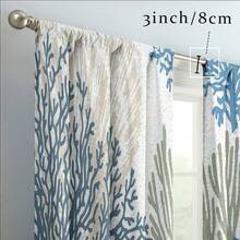 2 pièces Rideaux à motif d'étoile de mer corail, style océanique frais, rideaux imprimés à plat 2D, tissu 100% polyester, style poche à tringle, translucide, sans doublure, rideaux d'été, rideaux de salon, rideaux de chambre, rideaux uniquement, accessoires non inclus - Multicolore - Voir 6