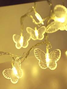 1pc 1.5/3M Butterfly Fairy LED String Light, Romantic Atmosphere Ornament, Patio Camping Outdoor Garden Decor, Bedroom Room Decor Stuff, Birthday Graduation Home Decor Items - Clear - View 10
