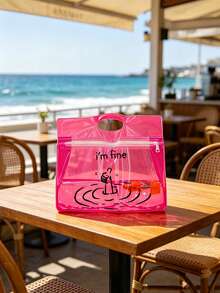 Transparente wasserdichte PVC-Kulturtasche, Muster mit farbigem "I'm Fine" Buchstabenmuster, große Kapazität Reisemakeup-Tasche, tägliche Badezimmeraufbewahrung, multifunktionale Organizer-Tasche, kann Shampoo, Lotion, Kosmetik, Badebekleidung und andere Badezimmerartikel aufbewahren, geeignet für Reisen, Urlaub, täglichen Gebrauch, geeignet für Reisende, Büroangestellte, Studenten, angemessenes Geburtstagsgeschenk, Geschenk zur Einschulung, Lehrer-Tag-Geschenk - Verschiedenfarbig - Übersicht 7