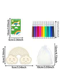 Juego de regalo de papelería con temática arcoíris DIY de 42 piezas/set, que incluye 6 cuadernos con espiral, 6 pizarras de dibujo arcoíris DIY, 24 marcadores de colores y 6 bolsas de regalo (con cordones para las pizarras de dibujo). Perfecto para estudiantes o como recuerdos de fiesta. - Multicolor - Ver 4