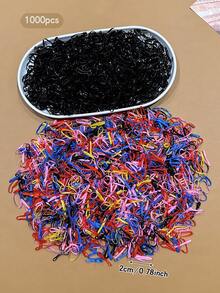 1000 piezas de ligas para el cabello desechables, coloridas, simples y versátiles - Multicolor - Ver 8