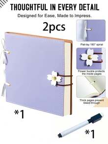 2PCS Scrapbook | 240 Pages, Thickened Blank Pages, Wedding Album, Exclusive Photo Album For Girlfriend, Boyfriend, Family | Creative Handcrafted Gifts With A Sense Of Ceremony - Multicolor - View 13