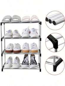 1pc Bedside Shoe Rack Waterproof Dust-Proof Shoe Storage Organizer Holds 2 Pairs Per Layer Easy Installation Bedroom Hallway Closet Entryway Space-Saving Shoe Holder Stand Compact Shoe Display Shelf Cabinet - View 8
