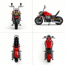 1 pieza Modelo de Motocicleta Cruiser Americana Rojo Llama, Motor V-Twin Enlazado con Precisión + Horquilla Delantera con Resorte + Cadena de Transmisión Dorada, Romance Mecánico Vintage Ensamblado a Mano, Un Regalo de Libertad y Pasión, Versión Estática, Sin Batería, Sin Caja de Color - Multicolor - Ver 7