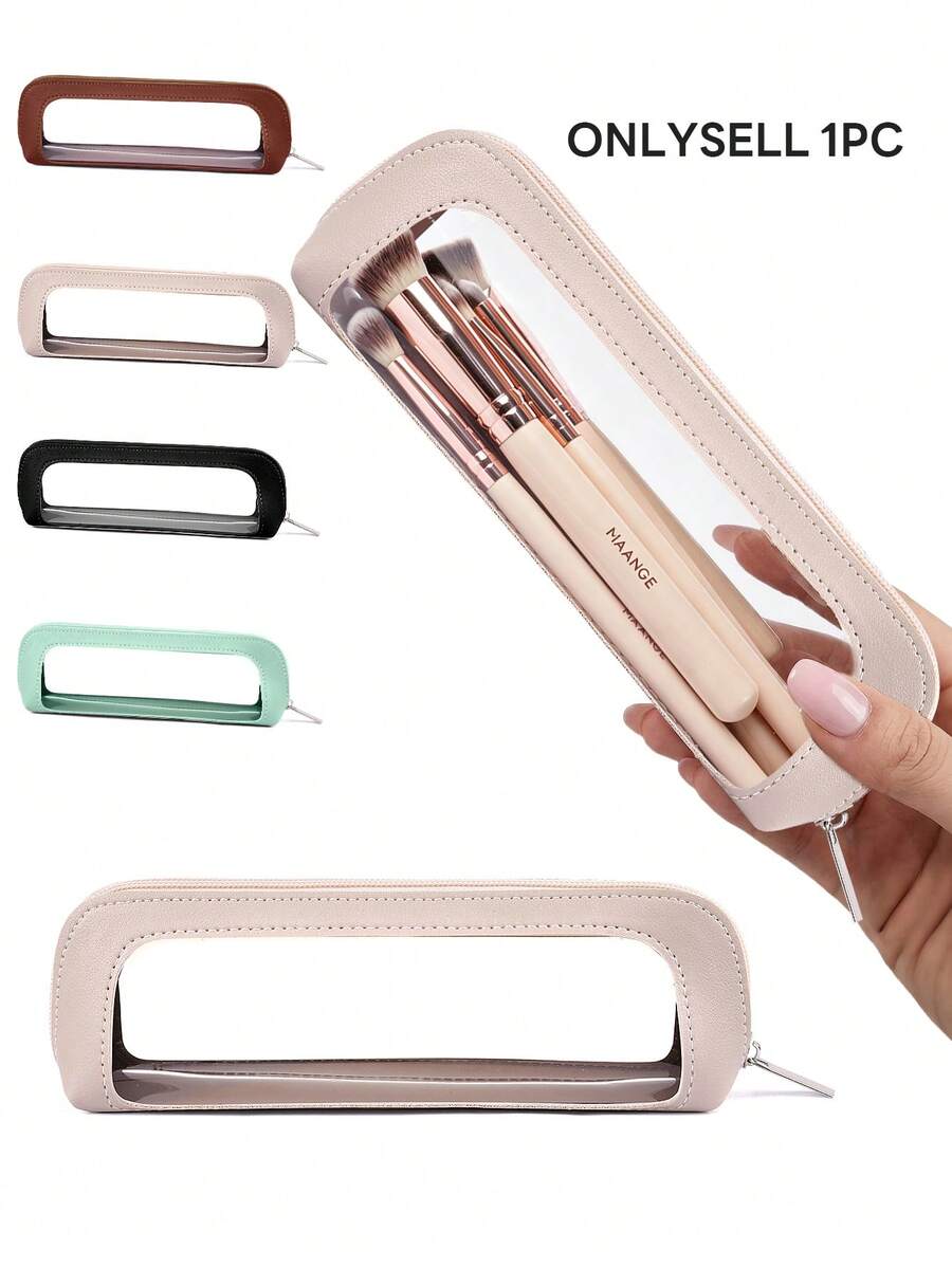 MAANGE Large Capacity Portable Travel Zipper Makeup Bag, Multi-Functional Makeup Brush Storage Organizer