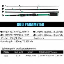 1 Set 1.8m Spinning Reel Fishing Rod, Includes Spinning Reel, Full Set Of Fishing Tackle Accessories, Fishing Knot Guide Card And Portable Bag, Suitable For Lake, River And Pond Fishing Portable Fishing Gear - Green - View 6