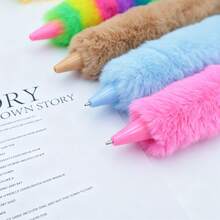 1pc 28CM Jumbo Large Plush Ballpoint Pen, Creative Rainbow Colorful Fuzzy Pen, Clickable Cute Rainbow Design, Cute Learning Stationery, Teacher Grading Pen, Office Supplies - Multiple Colors and Random Styles - View 3