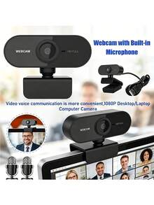 1080P Full HD Auto Focus Webcam, Built-In Microphone And Privacy Cover, USB Plug And Play Computer Camera, 360° Rotatable Clip-On Webcam, Suitable For Online Meetings, Online Classes, Live Streaming, Video Calls - View 2