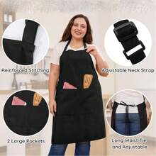 1pc Plus Size Unisex Chef Cooking Apron, Waterproof, With 2 Pockets, Adjustable Black Apron, Suitable For Home, BBQ And Restaurant Use For Cooking, Baking, Cleaning, Gardening - Blue - View 6