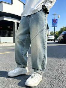 Boys' Denim Jeans Spring/Autumn 2026 New Style Loose Casual Straight Leg Long Pants - Light Wash - View 7