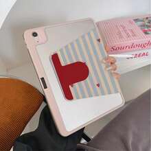 1pc Matte Blue & Beige Striped Heart Pattern 360° Rotating Tablet Protective Case, Multi-Angle Magnetic Stand Cover, With Auto Sleep/Wake Function, Compatible With IPad PRO/AIR, Compatible With SAMSUNG, Compatible With Xiaomi Pad 5/6/7, Compatible With Oppo Pad, Compatible With Huawei Matepad, Compatible With Vivo Pad, Compatible With Honor Pad, Compatible With Lenovo Pad - Multicolor - View 7
