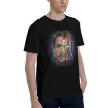 Disney Tony Stark Men's T Shirts  Funny Tee Shirt Short Sleeve O Neck 100% Cotton Printing Clothes T-Shirt - 米色 - 查看 3