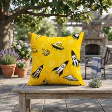 Dekoratives Kissenbezug-Set, enthält 2 bedruckte Kissenbezüge 16x16 Zoll, geeignet für Wohnzimmer und Außenbereich, quadratische Kissenbezüge aus Polyesterfaser mit Floral-Muster im Landhausstil, doppelseitiger Druck, Kissenfüllungen nicht enthalten - Gelb 5983 - Übersicht 1