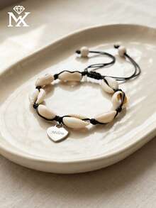 1 buah Gelang Kaki Hati Cangkang Minimalis Stainless Steel Bergaya, Dapat Diukir dengan Banyak Nama, Perhiasan Pasangan Wanita, Klasik Abadi, Sederhana dan Elegan, Desain Unik, Aksesori Harian Multifungsi, Hadiah Liburan - Perak - View 3