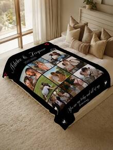 1pc Customized Personalized Name Blanket Christmas Gift, Personalized Christmas Bed Blanket Suitable For Bed/Sofa, Friend Gift, Family Gift, Birthday Gift, Gift For Friend, Gift For Her, Gift For Girlfriend, Gift For Mom/Dad - Style 6 - View 2