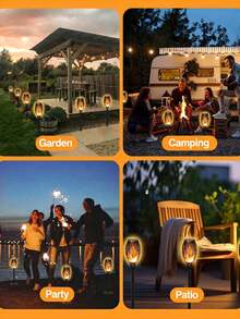 2/6/8pcs Solar Flame Lights, 12LED Solar Torch Lights, Waterproof Pathway Lights With Auto On/Off Sensor, Ideal For Lawn, Yard, Garden, Patio, Walkway, Corridor, Outdoor Decor, Party And Wedding - Flame Lamp - View 9