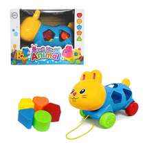 Un coche de juguete educativo de dibujos animados para tirar, que apoya el reconocimiento temprano de colores, desarrolla las habilidades de agarre y la capacidad de emparejamiento de formas, ideal para la interacción entre padres e hijos, regalos para niños y regalos de vuelta a la escuela - Azul - Ver 4