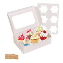 6pcs/1pc Cupcake Boxes,9.4x6.1x3.14 Inches 6 Count Cupcake Box,White Cupcake Containers With Clear Window And Six Treat Holder,Pastry And Cookie Boxes,Bakery Boxes - 6 Pills - View 1