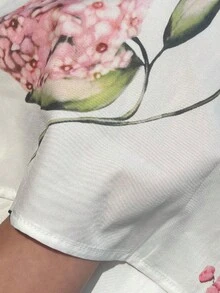 JTI 女士优雅印花A字中长抹胸连衣裙，复古风格，适合伴娘、花园派对、春夏穿着 - 白色 - 查看 3