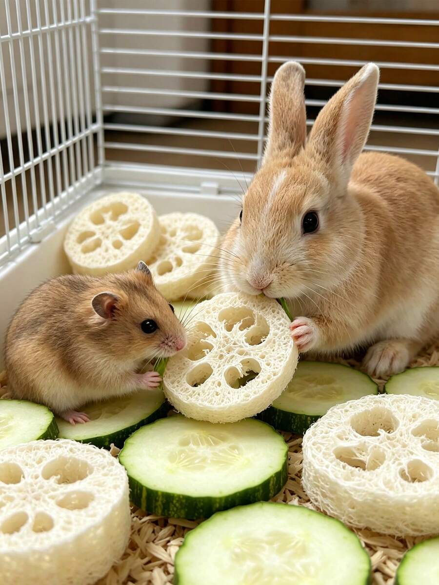 Happy Small Pet Rabbit Hamster Teething Toy, Exquisite Luffa Crown Teething Toy, Handmade Material Toy, Small Pet Toy, Birthday/Holiday Gift - View 1