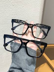 1/2 Pair Women's Geometric Pattern Transparent Glasses, Suitable For Daily, School, Office And Other Occasions - Clear - View 9