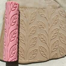 Double Vine And Intertwined Branch Pattern Clay Embossing Roller - DIY Pottery Craft Roller Tool, Suitable For Polymer Clay, Ceramic Art, Fondant, Cookie Dough, Soft Clay Embossing - PLA Material, Suitable For Rustic Style Tiles, Gardening Projects - Pink Double Vine Pattern - View 4