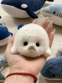 1pc Cute Grey Seal Plush Doll, Soft Stuffed Animal Doll, Desktop Decor, Home Decor, Car Decor, Stress Relief Doll, Holiday Gift - Multicolor - View 7