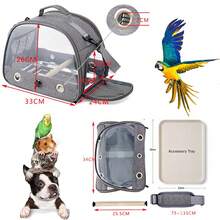 1-Set Foldable Transparent Bird Carrier With Perch And Removable Tray, Breathable Parrot Travel Cage With Panoramic Window And Top Handle For Cockatiels, Conures, Budgies, Pigeons And Small Pets, Outdoor Walks, Vet Visits And Short Trips - View 7