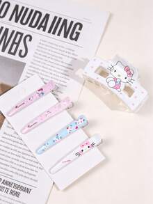 5pcs Cute Cat Hair Clips, Adorable Cartoon Hair Accessories, Convenient Portable Fluffy Bangs & Loose Hair Decoration, Shark New Style Sweet Hair Clips - Multicolor - View 5