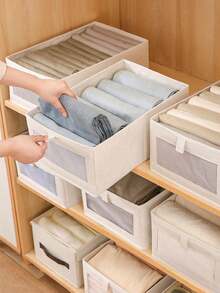 1/2 Paquetes Caja de Almacenamiento de Tela con Ventana Visible de Algodón y Lino para Armario - Gris - Ver 1
