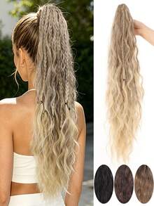 Peruca de Rabo de Cavalo Cacheada Estilo Latino, Presilhas Grandes, Cabelo Longo Cacheado, Textura Ondulada Natural e Volumosa, Adequada para Mulheres Usarem Diariamente e em Feriados., Halloween - Multicolorido - Visão 1