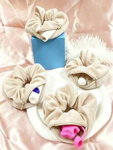 Fashionable Velvet Hair Scrunchie With Hidden Pocket, Multi-Functional Storage For Hair Accessories, Cash And Keys, Compact And Portable, Travel Essential - Multicolor - View 1