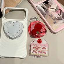 Juego de agarres magnéticos para teléfono con diseño de agitador, soporte acrílico 3D agitador, patrón de corazón/tomate/pastel de fresa con strass, soporte retráctil con imán MagSafe fuerte, accesorio de teléfono con estética linda y dulce - Multicolor - Ver 1