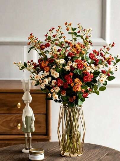 1/3/5/6/12件 74cm 人造玫瑰花束，秋季橘色玫瑰/雛菊人造花，波西米亞風家居裝飾，適用於婚禮、新娘花束、生日、DIY花瓶布置、節日派對用品，秋季農舍風房間裝飾 | 感恩節、豐收節、萬聖節裝飾 | 人造植物、節日、藝術、花束、桌面中心裝飾、花卉