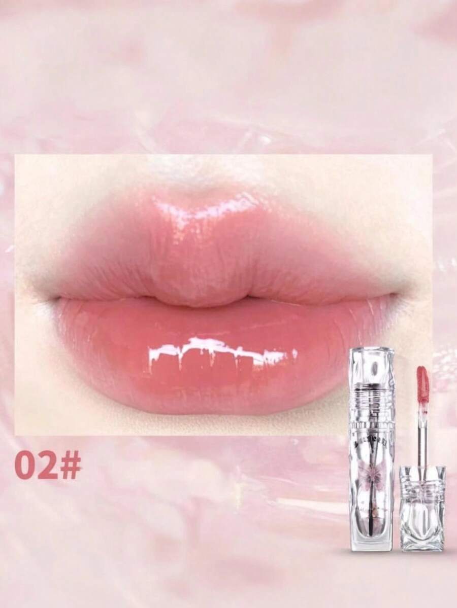 FLORTTE Brillo de labios serie Homeria 2.6g efecto espejo acuoso, glaseado de labios tipo impermeable, tinte de labios no pegajoso - 02#madera rotada - Ver 1
