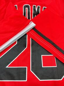 Jersey Baseball Pria yang Dapat Disesuaikan, Kerah V Merah, Bordir Nama & Nomor - Kemeja Kancing Longgar, Olahraga Musim Panas - Merah - View 9