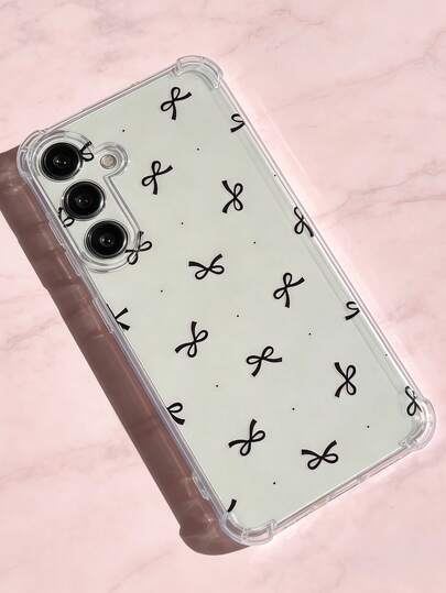 1 pieza Funda de teléfono creativa con patrón de lazo de lunares negros, transparente, a prueba de golpes, con diseño de pantalla elevada en las cuatro esquinas, compatible con Pixel 9 Pro XL/ Smart 8/ Hot 40i/ Spark 20/ Spark 20C/ Spark Go 2024/ Moto G84/Honor X9b/ Ace 3V/Galaxy S26 S25 S24Ultra S24Plus S24FE S23 S22 S21 S20 A73 A72 A70 A55 A54 A53 A52 A50 A30 A42 A35 A34 A33 A25 A24 A20 A30 A15 A56 A57 A16 A17 A07