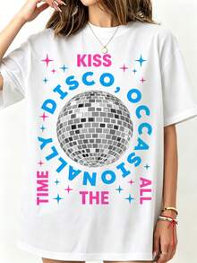 Harrys Styless UK Tour 2026 T-Shirt Kiss All The Time Disco Occasionally Music Top Crew-Neck Printed Men's Fashion Short-Sleeved Sports T-Shirt, - White - View 1