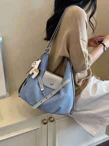 Multifunctional Tote Bag For Women, New Style With Pony Charm, Fashionable Versatile High-End Large Capacity Commuter Backpack, Shoulder Bag, Handbag, 3-In-1 Bag - Dusty Blue - View 4